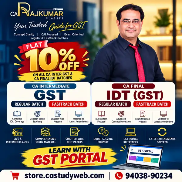 CA Study Shop Homepage 26 CA Rajkumar CA Inter GST and CA Final IDT offer - flat 10 percent off Regular and Fasttrack batches
