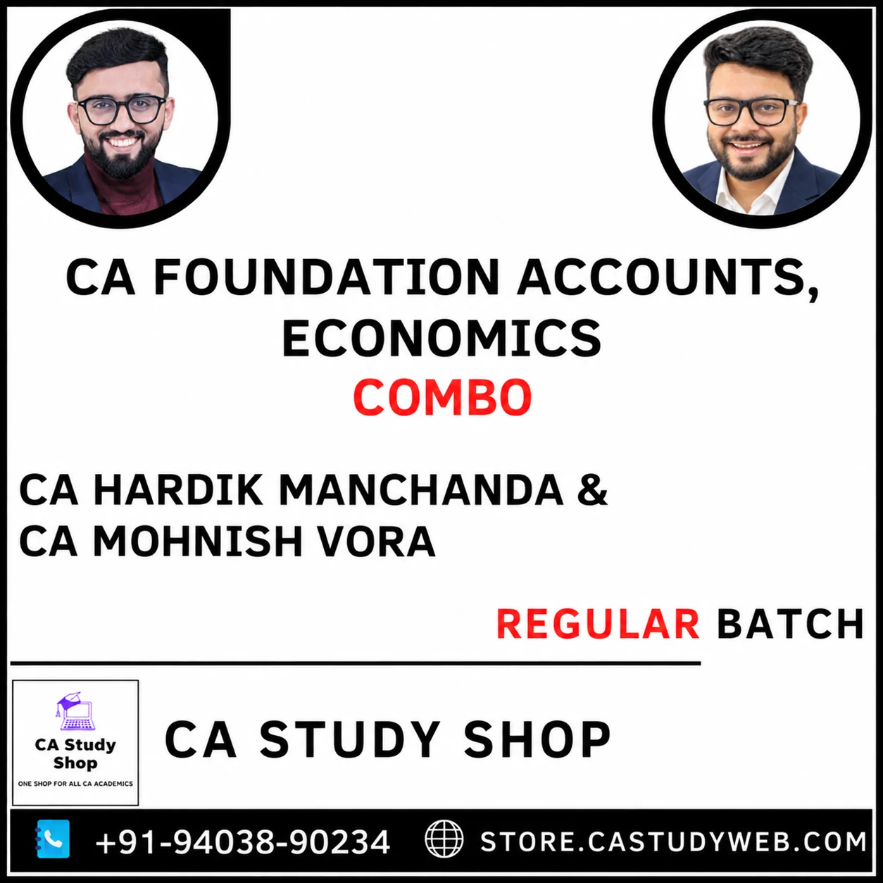 CA Study Shop Homepage 33 CA Foundation Accounts and Economics Regular Batch combo by CA Hardik Manchanda and CA Mohnish Vora