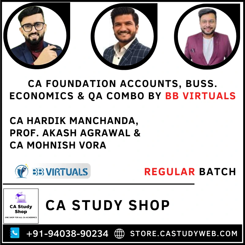 CA Study Shop Homepage 34 CA Foundation Accounts, Business Economics and QA Combo by BB Virtuals