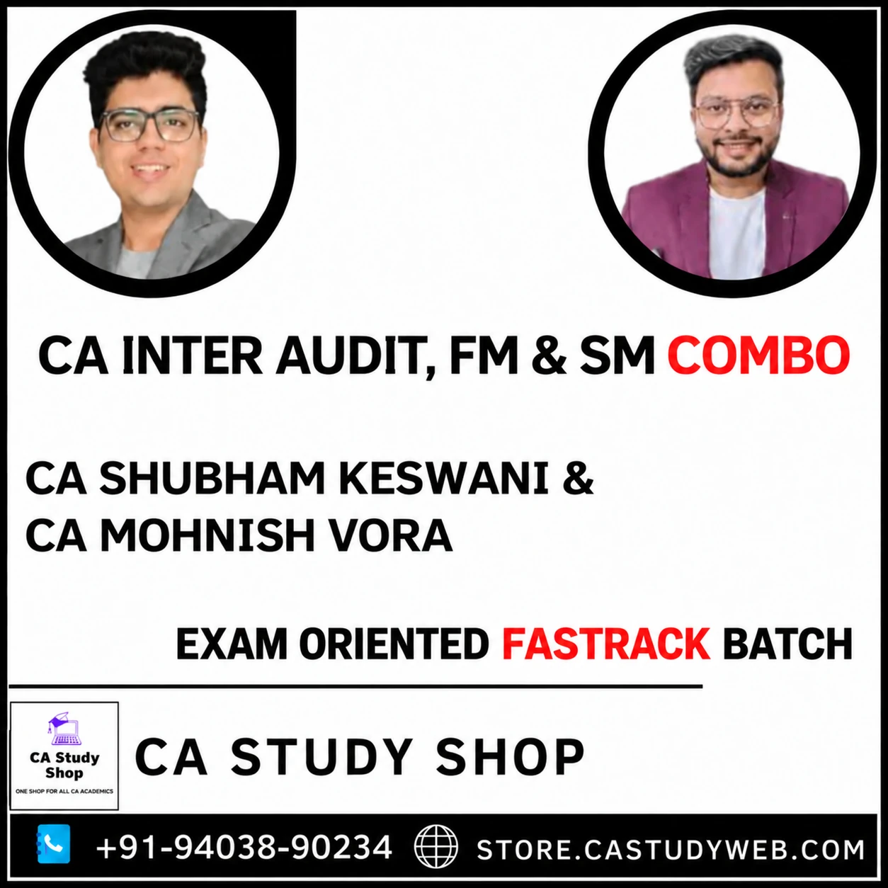 CA Study Shop Homepage 39 CA Inter Audit, FM and SM Exam Oriented Fastrack Batch Combo by CA Shubham Keswani and CA Mohnish Vora
